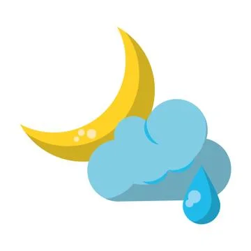 Moon cloud and raining drop Ilustração Stock