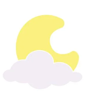 Moon in a cloud, celestial body crescent - vector full color picture. Stock Illustration