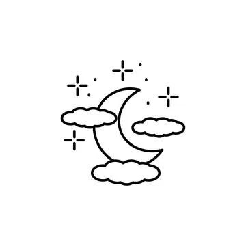 Moon, cloud icon. Simple line, outline vector of horror icons for ui and ux Illustrazione stock