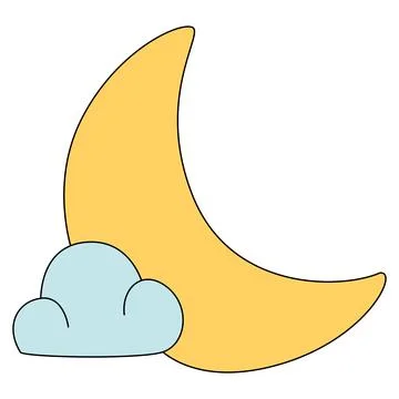 Moon with cloud isolated on a white background Stock Illustration