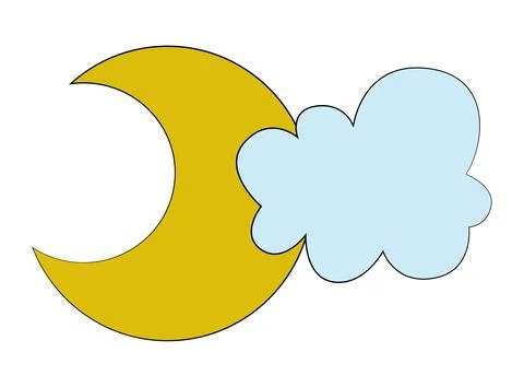 Moon with cloud isolated on white background Stock Illustration