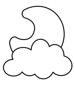 Moon with cloud - vector linear picture for coloring. Stock Illustration