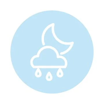 Moon with clouds and snow, block and flat style icon Ilustração Stock