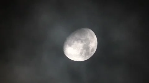Moon with clouds drifting by Stock Footage 44530742
