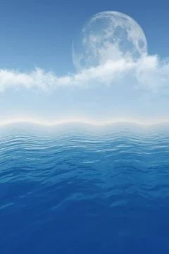 Moon in clouds full moon behind storm sea in clouds. Elements of this imag... Stock Photos