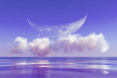Moon on clouds Ilustração Stock