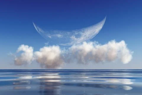 Moon on clouds Ilustração Stock