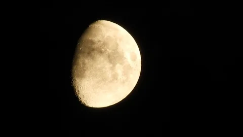 Moon with clouds moving on sky, 4k closeup video at night Video stock 99964729