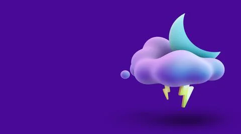 The moon in the clouds of the night sky. 3d rendering. Stock Illustration