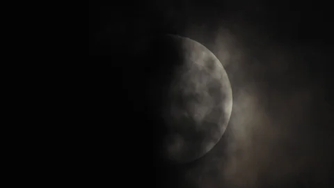 Moon with clouds in the night sky. Mysterious night sky with cloudy weather Stock Footage 116811935
