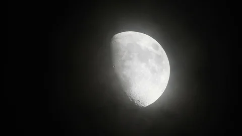 Moon with clouds in the night sky. Mysterious night sky with cloudy weather Stock Footage 116811996