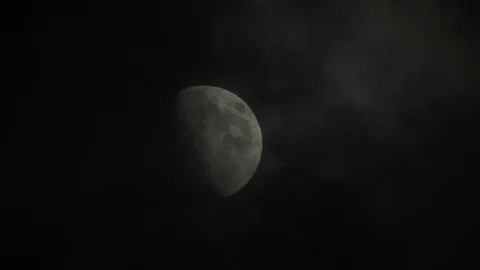 Moon with clouds in the night sky. Mysterious night sky with cloudy weather Stock Footage 116812019