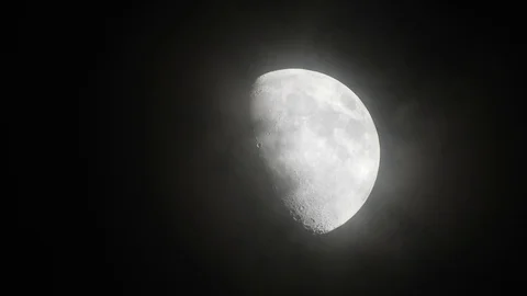 Moon with clouds in the night sky. Mysterious night sky with cloudy weather Stock Footage 116812130