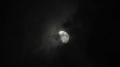 Moon with clouds in the night sky. Mysterious night sky with cloudy weather Stock Footage 116812169