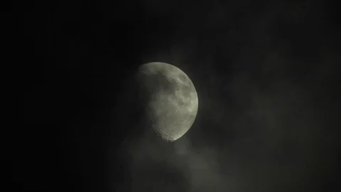 Moon with clouds in the night sky. Mysterious night sky with cloudy weather Stock Footage 116812192