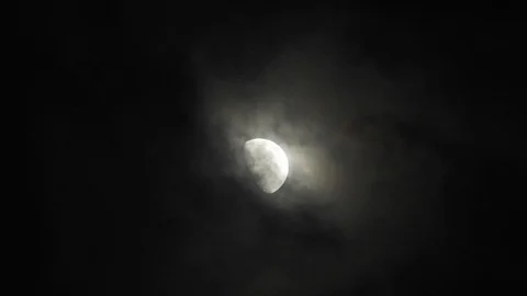 Moon with clouds in the night sky. Mysterious night sky with cloudy weather Stock Footage 116812202