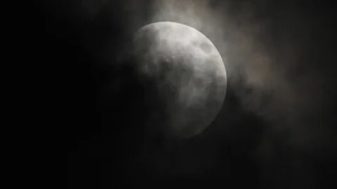 Moon with clouds in the night sky. Mysterious night sky with cloudy weather Stock Footage 116812206