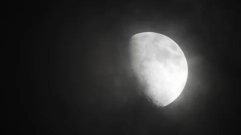 Moon with clouds in the night sky. Mysterious night sky with cloudy weather Stock Footage 116812225