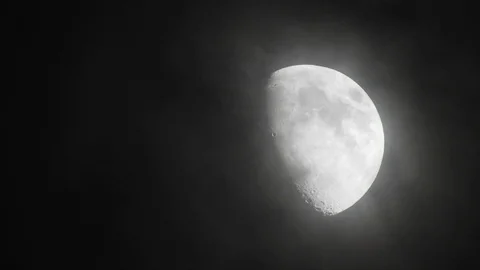 Moon with clouds in the night sky. Mysterious night sky with cloudy weather Stock Footage 116812249