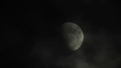 Moon with clouds in the night sky. Mysterious night sky with cloudy weather Stock Footage 116812268