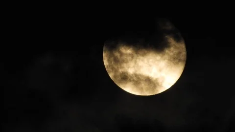 Moon with clouds in the night sky. Mysterious night sky with cloudy weather Stock Footage 116812332