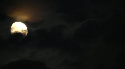 Moon With Clouds Passing by Stock Footage 11292585