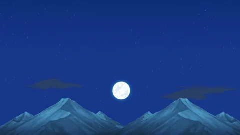 Moon clouds seperate - mtn cartoon Stock Footage 262291471