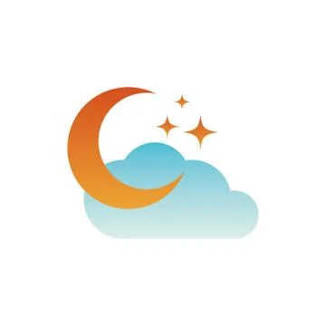 Moon clouds star fantasy gradient style Stock Illustration
