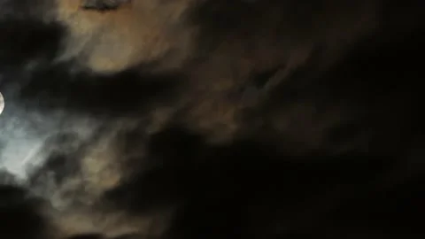 Moon in the clouds. Time lapse Stock Footage 132002627