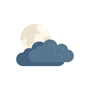 Moon cloudy icon flat vector. Weather cloud Illustrazione stock