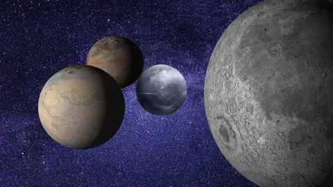 Moon cluster plasma debris Stock Footage 86234460