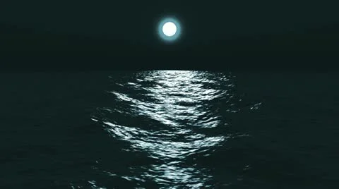 Moon at coast of the sea Stock Footage 11250676