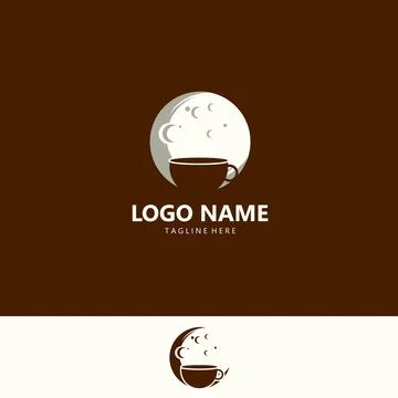 Moon coffee logo design vector Stock Illustration
