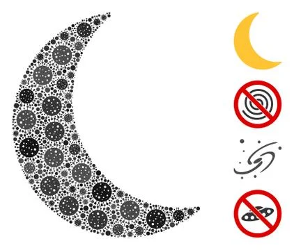 Moon Collage of Covid Virus Elements Illustrazione stock