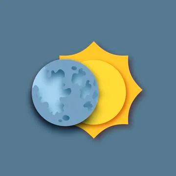 The Moon covering the Sun. Sun eclipse. Sky. Vector Ilustração Stock