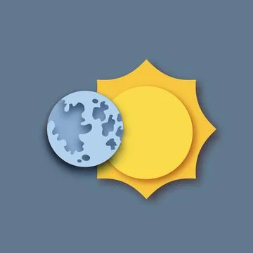 The Moon covering the Sun. Sun eclipse. Sky. Vector Ilustração Stock
