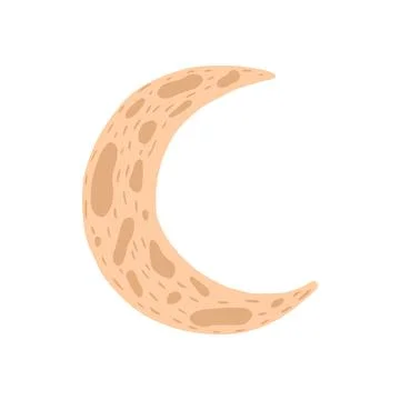 Moon crescent isolated on white background. Cartoon astronomy element. Stock Illustration