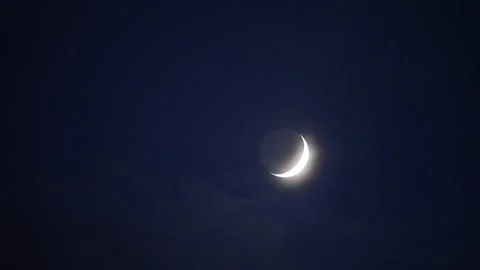 夜空中的月牙moon crescent in the night sky Stock-Footage 247678348