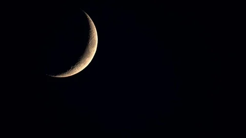 Moon in Crescent Phase, night shot. Stock Footage 109424782