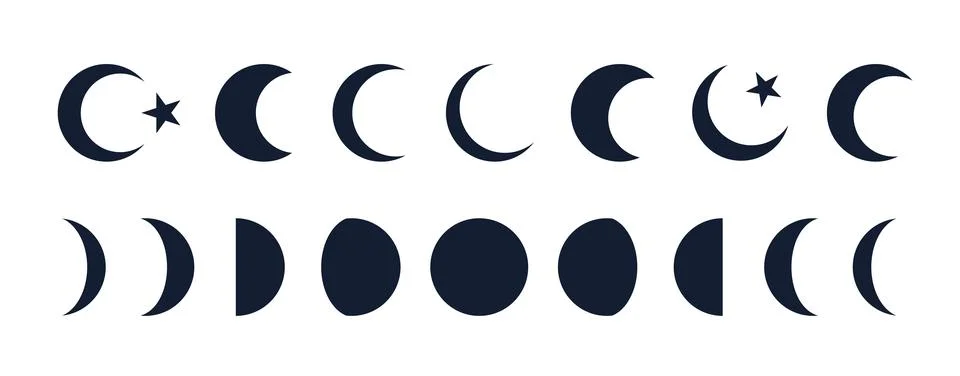 Moon crescent set Stock Illustration