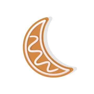 Moon Crescent Shaped Cookie Made of Gingerbread Stock Illustration