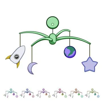 Moon crib mobile cartoon vector graphic Stock Illustration