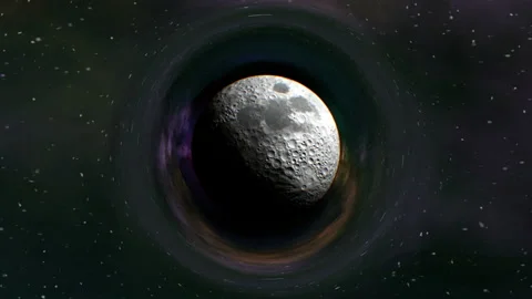 Moon in curved space Stock Footage 90543721