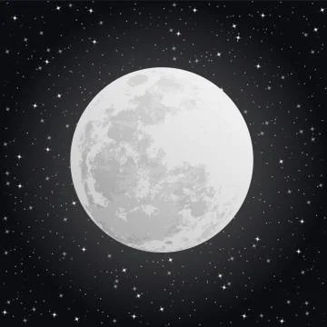 Moon on dark background, night sky, vector Stock Illustration