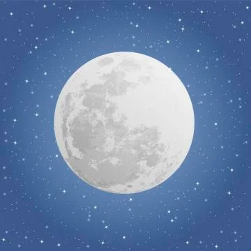 Moon on dark background, night sky, vector Stock Illustration