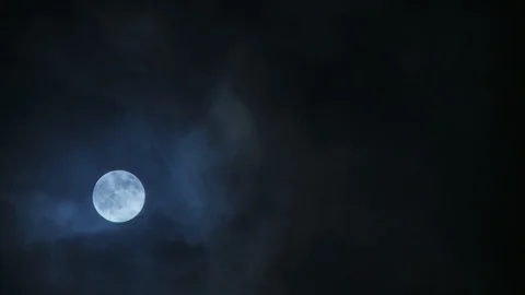 Moon with Dark Clouds - Moon Lower Left Stock Footage 91122862