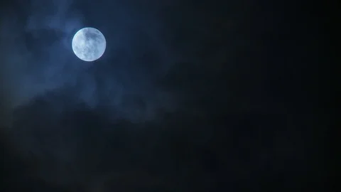 Moon with Dark Clouds - Moon Top Left Stock Footage 91124853