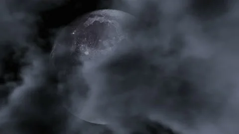 Moon in the dark night cloudy sky CG animation 스톡 동영상 143906285