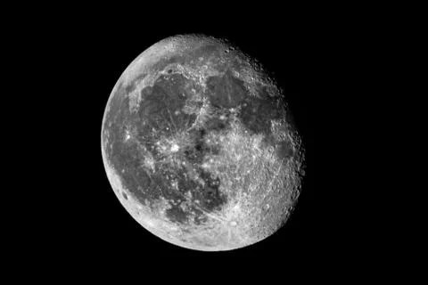 Moon in the dark sky at night Stock Photos