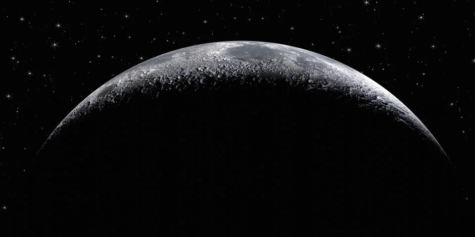 Moon on dark starry background Stock Illustration